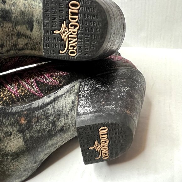 Old Gringo Eagle Western Boots Size 7 Distressed Pink Brown Leather Knee High - Picture 13 of 14